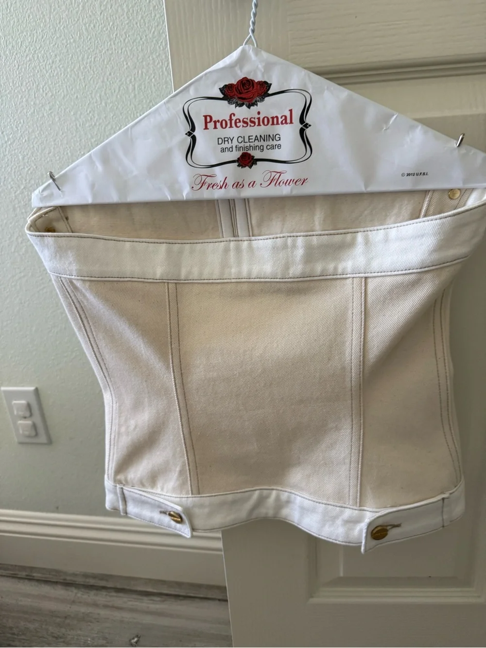 Dion Lee Ivory Strapless Corset Top with Gold Buttons - Picture 4 of 6